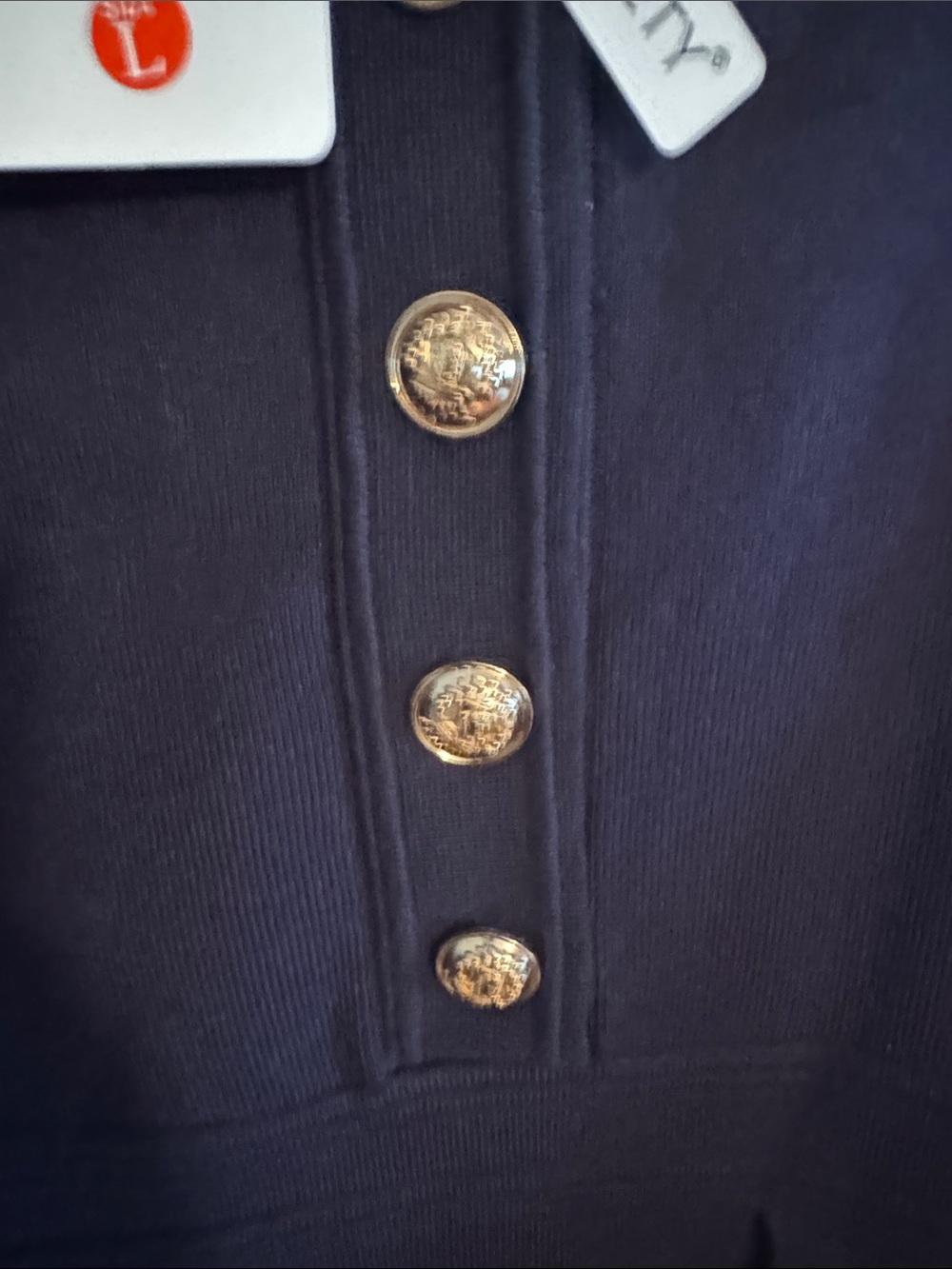 Merokeety Navy Long-Sleeve Button-Front  heavy dress size large work & event NWT - Picture 4 of 7